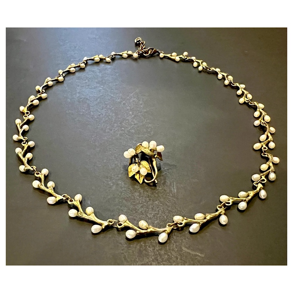 *SOLD* Michael Michaud Set Necklace Earrings Vintage Silver Seasons Pussywillow